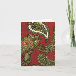 Mitteilungskarten Rot und Grün Paisley