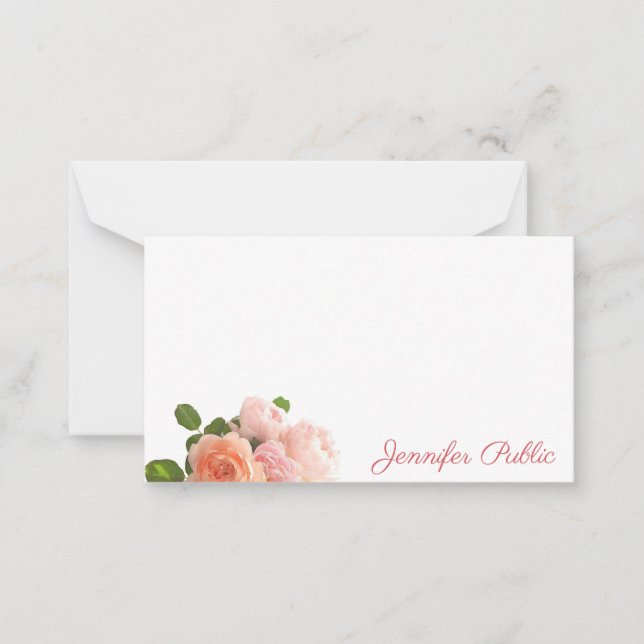 Mitteilungskarten Script Rose Aquarellfarben Paste (Vorderseite)