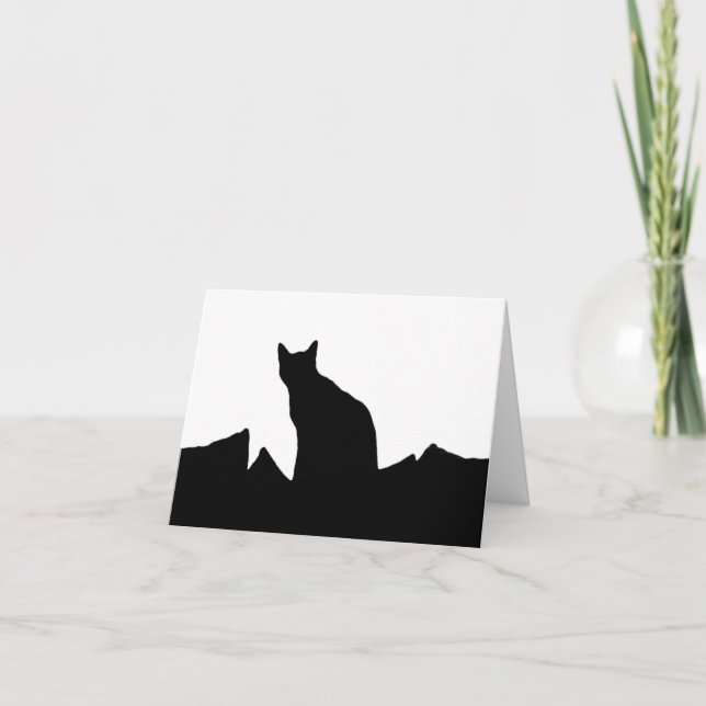 Mitteilungskarten Silhouette der schwarzen Katze (Vorderseite)