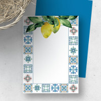 Mitteilungskarten Zitronen mit blauem Amalfi-Flies