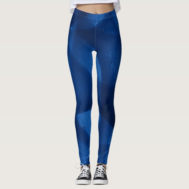 Mittel- bis Dunkelblau Gemustert Leggings (Vorderseite)