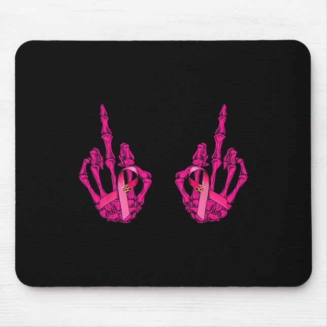 Mittel-Finger-Fluch Word Brustkrebs Brustdrüse Mousepad (Vorne)