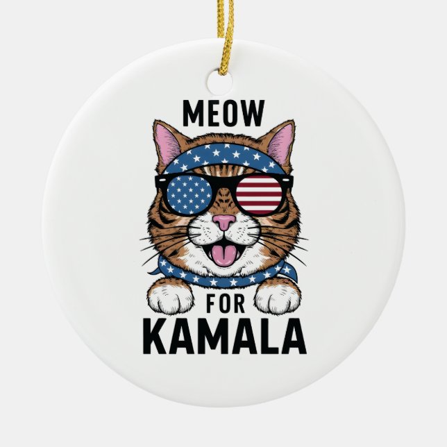 Mittel für Kamala Wahl Katze Lady Geschenk Keramik Ornament (Vorne)