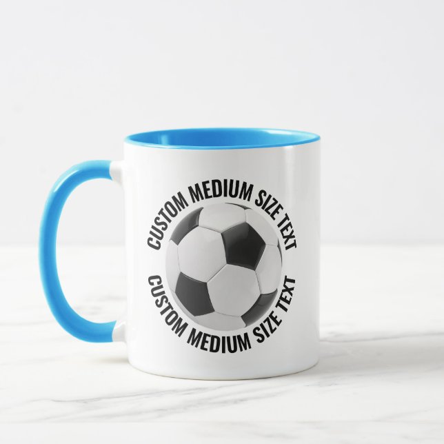 Mittel Text HELLBLAU Combo 11oz Individueller Fußb Tasse (Links)