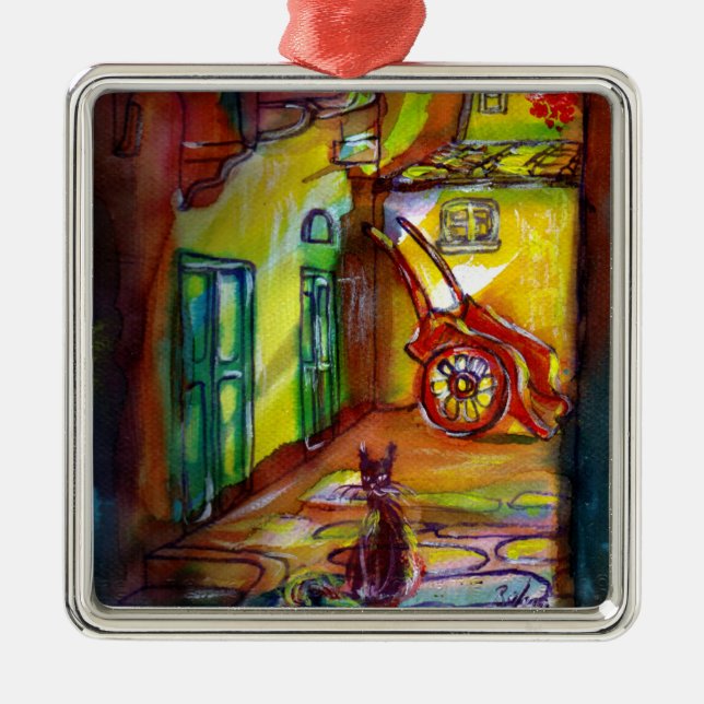 MITTELALLEIN MIT NACHT IN FLORENZ MIT SCHWARZER KA ORNAMENT AUS METALL (Vorne)