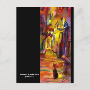 MITTELALLEIN NACH NACHT IN FLORENZ schwarz Postkarte