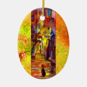 MITTELALLEYS NACH NACHT IN FLORENZ KERAMIKORNAMENT