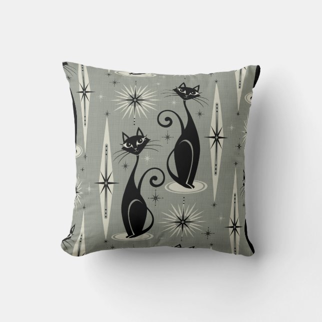 Mittelalter bedeutet Retro-Atomkatzen auf Grau Kissen (Vorderseite)