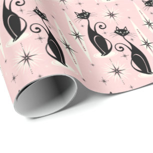 Mittelalter bedeutet Retro-Atomkatzen auf warmen R Geschenkpapier