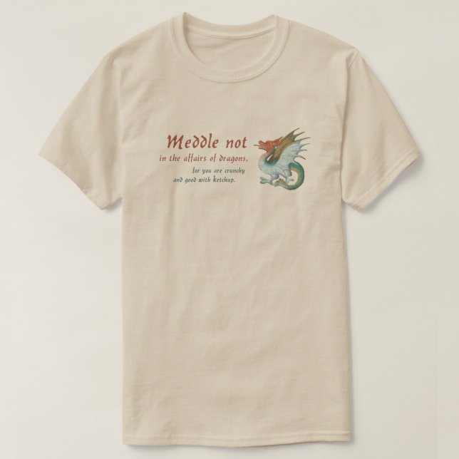 Mittelalter Drache "Meddle not.." T-Shirt (Design vorne)