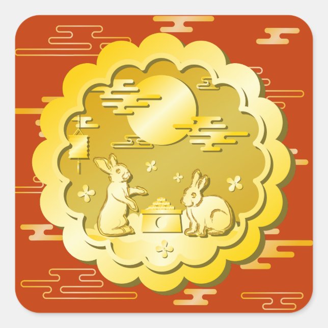 Mittelalter Herbstfestival Goldener Mondbummel Quadratischer Aufkleber (Vorderseite)