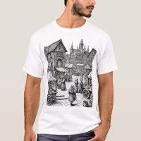 Mittelalter Marktplatz HandGezeichnet Sketch