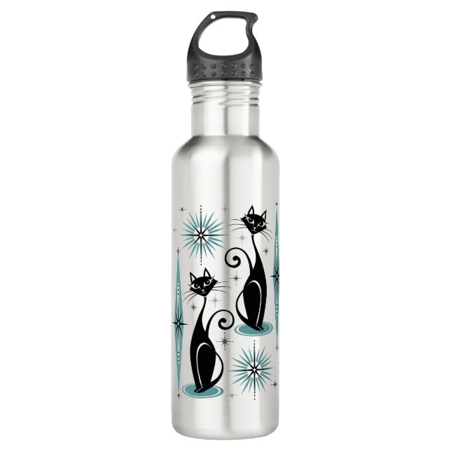 Mittelalter Meow Retro Atomkatzen ©studioxtin Edelstahlflasche (Vorderseite)