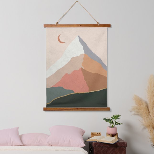 Mittelalter Moderne Abstrakte Berge Wandteppich Mit Holzrahmen (Schlafzimmer)