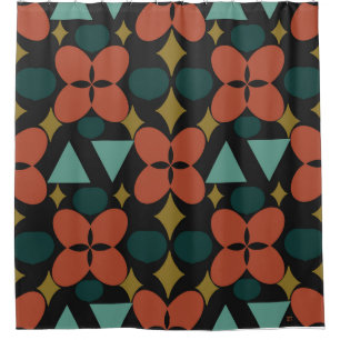 Mittelalter Moderne Blume Diamond Black Duschvorhang