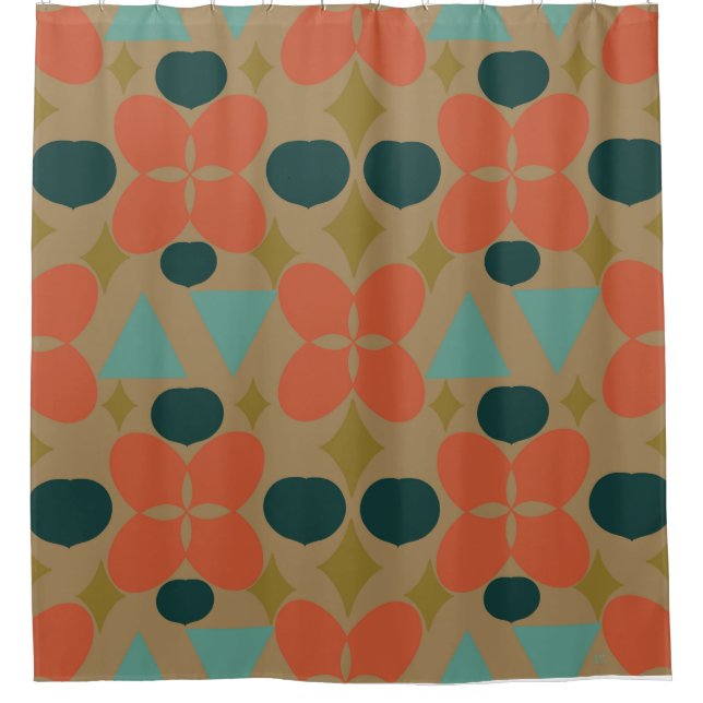 Mittelalter Moderne Blume Diamond Taupe Duschvorhang (Vorderseite)