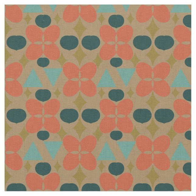 Mittelalter Moderne Blume Diamond Taupe Muster Stoff (Nahaufnahme)