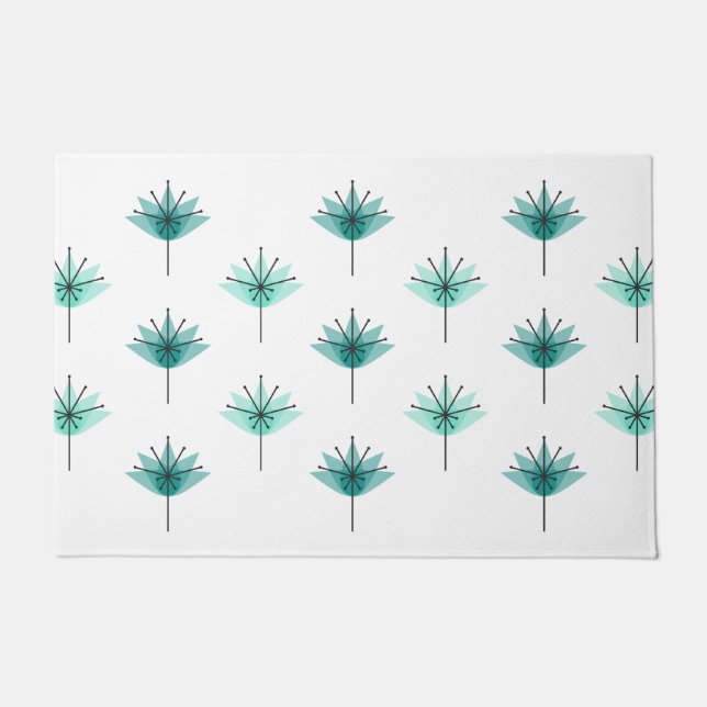 Mittelalter Moderne Blume Türkis Fußmatte (Vorderseite)