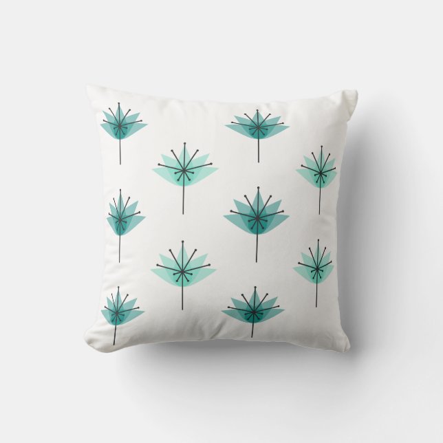 Mittelalter Moderne Blume Türkis Kissen (Vorderseite)
