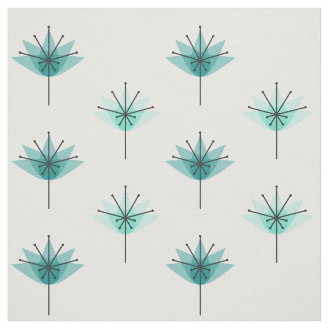 Mittelalter Moderne Blume Türkis Stoff (Muster)