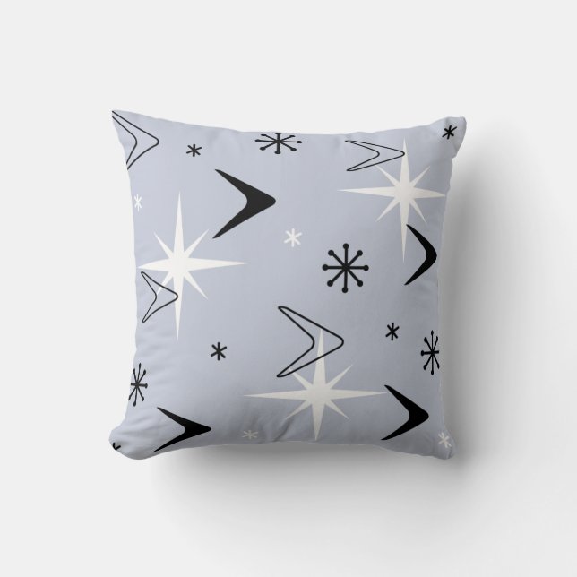 Mittelalter Moderne Boomerangs Silver Blue Kissen (Vorderseite)