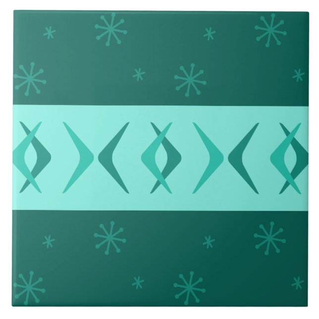 Mittelalter Moderne Bumerangs Aquamarin Fliese (Vorderseite)
