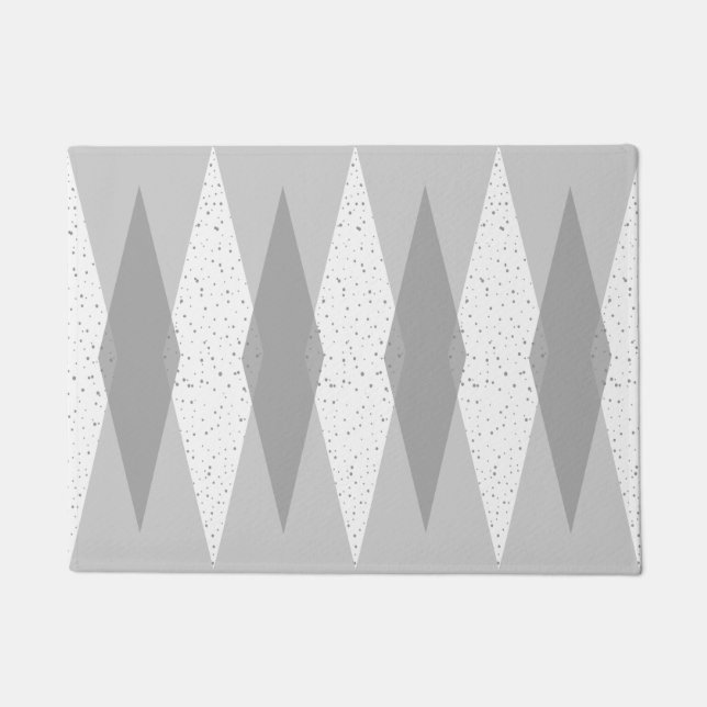 Mittelalter Moderne graue Raute Door Mat Fußmatte (Vorderseite)