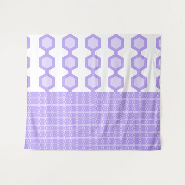 Mittelalter Moderne Hexagons Pastel Lavender Wandteppich (Vorderseite (Horizontal))