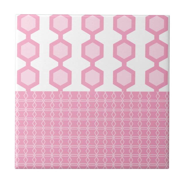Mittelalter Moderne Hexagons Pastel Pink Fliese (Vorderseite)