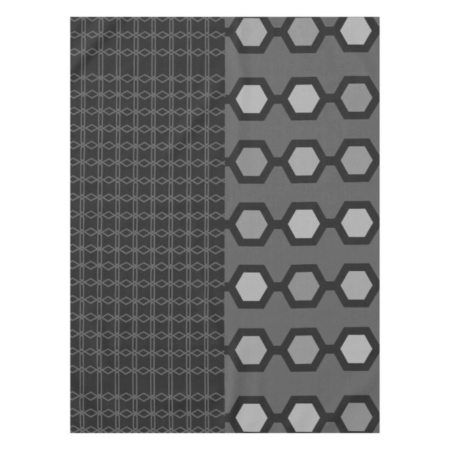 Mittelalter Moderne Hexagons Schwarz Grau Tischdecke (Vorderseite)