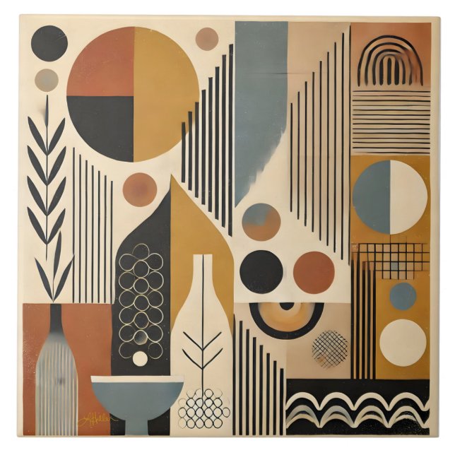 Mittelalter Moderne Kunst Herbst Ernte Fliese (Vorderseite)