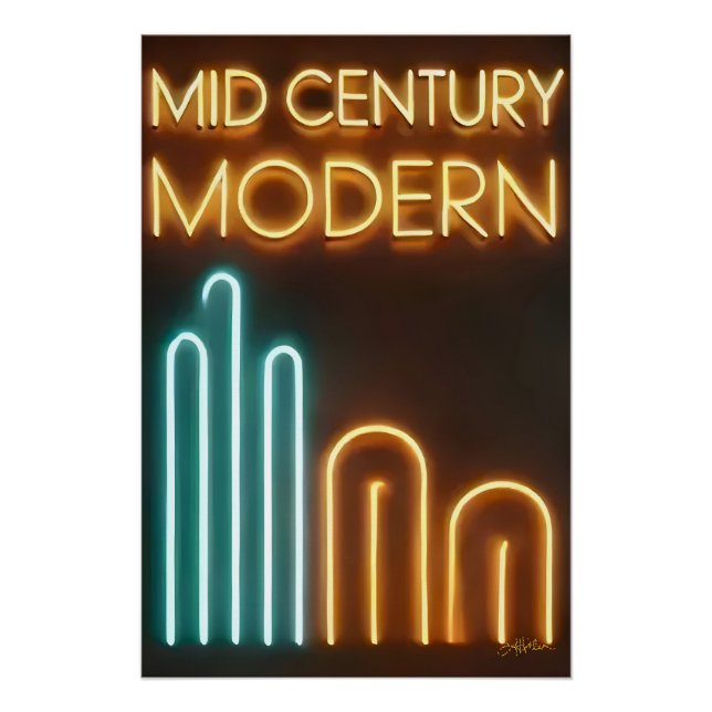 Mittelalter Moderne Kunst Neon Design Poster (Vorderseite)