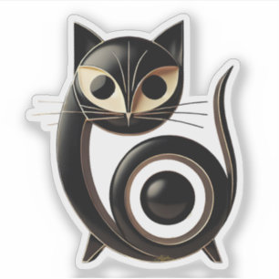 Mittelalter Moderne Kunst Schwarze Katze Aufkleber