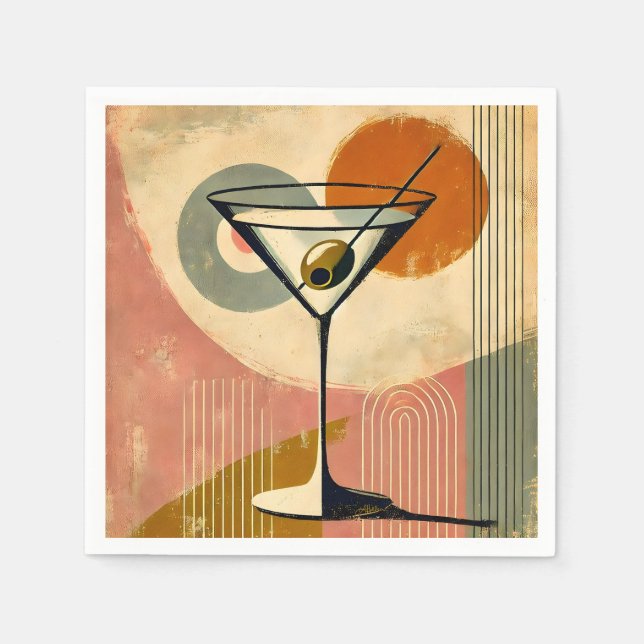 Mittelalter Moderne Minimalistische Kunst Martini Serviette (Vorderseite)