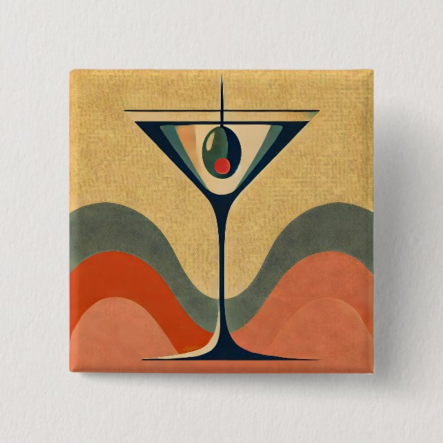 Mittelalter Moderne "Pimento olive martini wave" Button (Vorderseite)