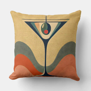 Mittelalter Moderne "Pimento olive martini wave" Kissen