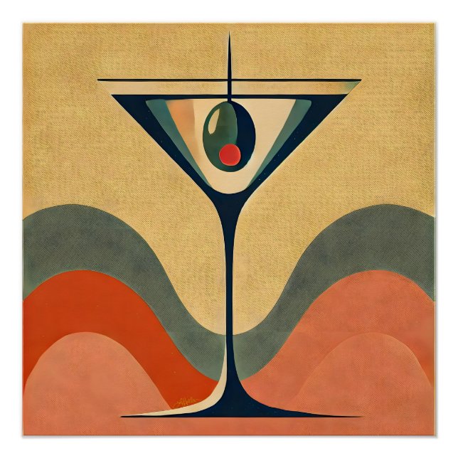 Mittelalter Moderne "Pimento olive martini wave" Poster (Vorderseite)