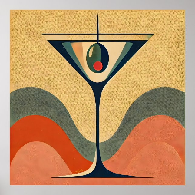 Mittelalter Moderne "Pimento olive martini wave" Poster (Vorne)
