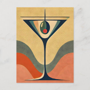 Mittelalter Moderne "Pimento olive martini wave" Postkarte