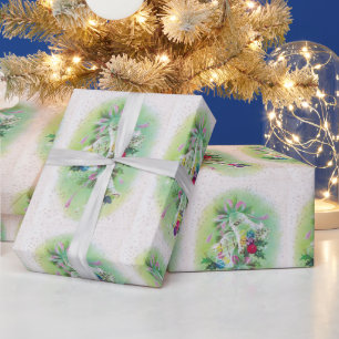 Mittelalter Moderne Retro Weihnachtsglocken Holly Geschenkpapier