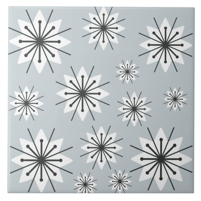 Mittelalter Moderne Schneeflocken Silber Fliese (Vorderseite)