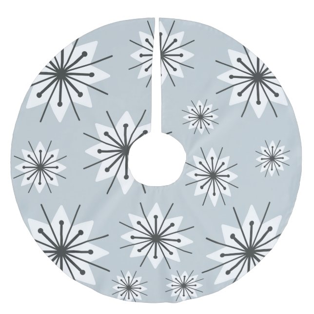 Mittelalter Moderne Schneeflocken Silber Polyester Weihnachtsbaumdecke (Vorderseite)