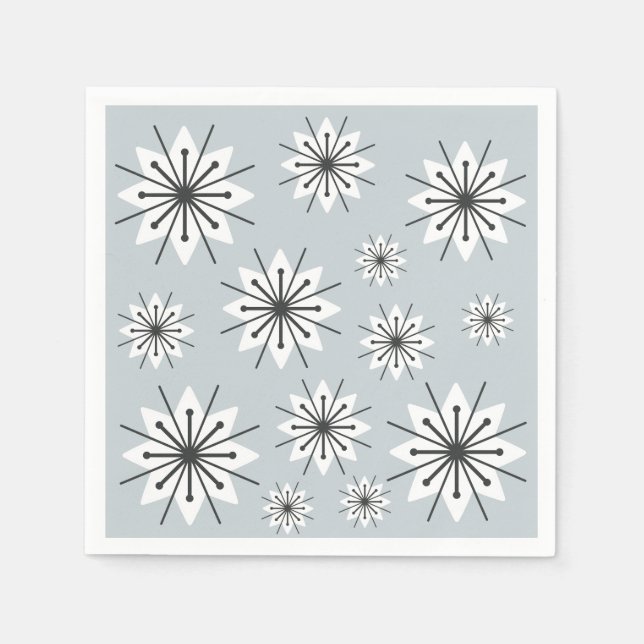 Mittelalter Moderne Schneeflocken Silber Serviette (Vorderseite)