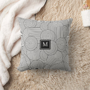 Mittelalter Moderne Schwarz-weiße Mit Monogramm An Kissen