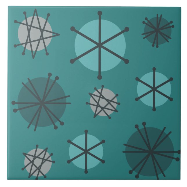 Mittelalter Moderne Sternexplosionen Aquamarin Fliese (Vorderseite)