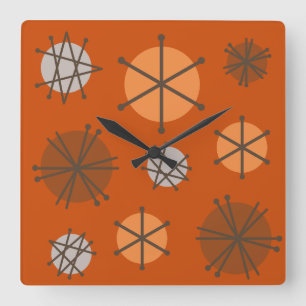 Mittelalter Moderne Sternexplosionen Burnt Orange Quadratische Wanduhr