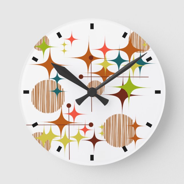 Mittelalter Moderne Sternexplosionen und Globalisi Runde Wanduhr (Vorderseite)