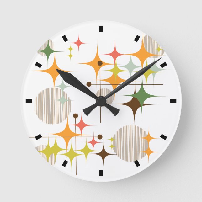 Mittelalter Moderne Sternexplosionen und Globalisi Runde Wanduhr (Vorderseite)