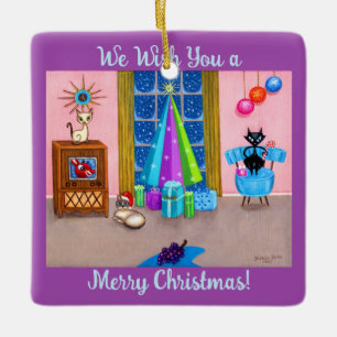 Mittelalter Moderne Weihnachtszeit Atomic Age Cats Keramikornament