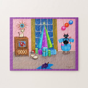 Mittelalter Moderne Weihnachtszeit Atomic Age Cats Puzzle
